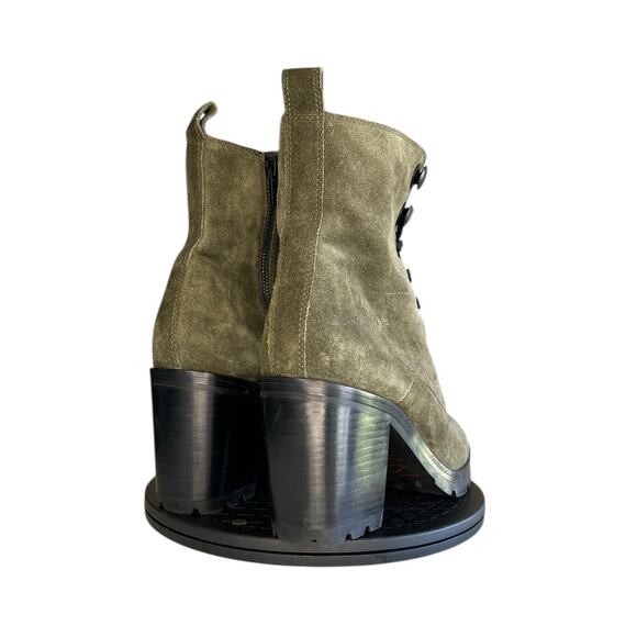 Frye Myra Lug Combat Boots Forest Green Suede Heeled Size 10 Like New - Picture 4 of 6